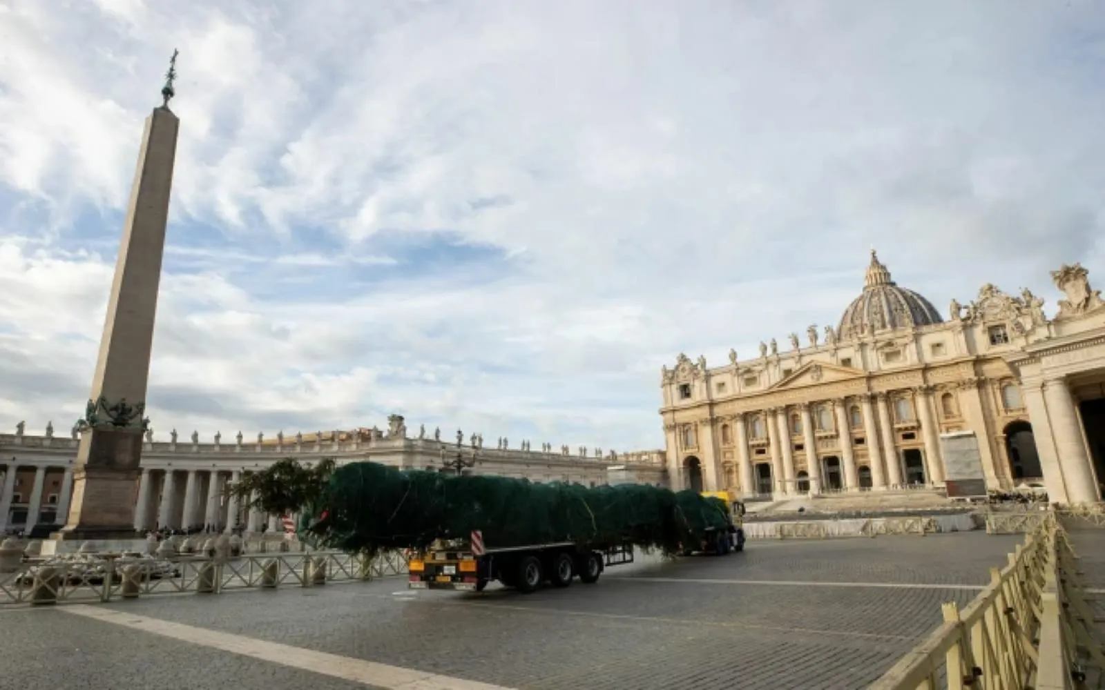 Criticada por ativistas do meio ambiente, árvore de Natal chega ao Vaticano